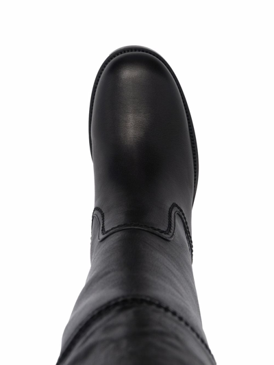 Buttero Buckled Leather Boots In Black