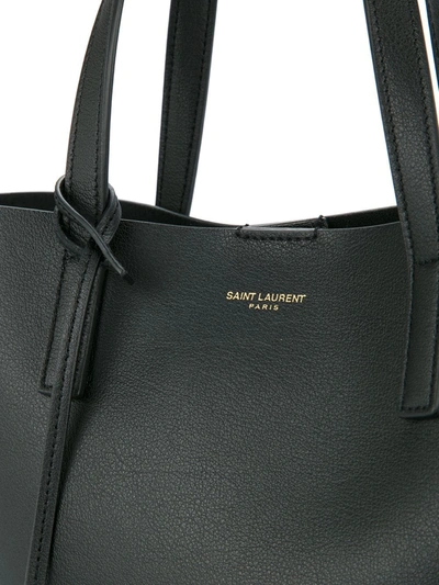 Shop Saint Laurent Shopping Tag Detail Tote Bag In Black
