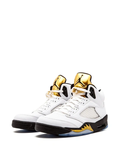 Shop Jordan Air  5 Retro "olympic Gold Medal" Sneakers In White