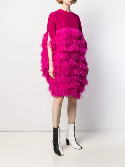 Shop Gianluca Capannolo Short Feather Dress In Pink