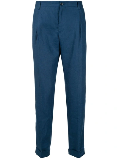 Shop Dolce & Gabbana Linen Chino Trousers In Blue