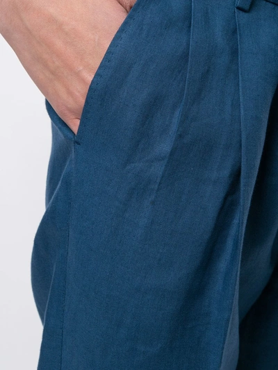 Shop Dolce & Gabbana Linen Chino Trousers In Blue