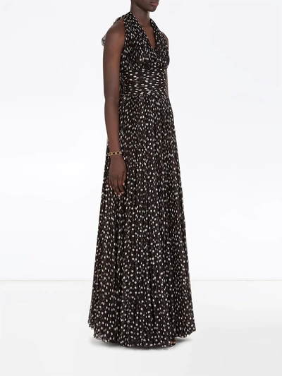 Shop Dolce & Gabbana Polka Dot-print Chiffon Maxi Dress In Black