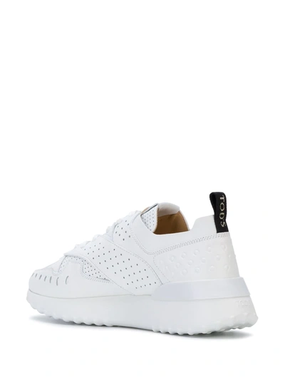 Shop Tod's Perforated Low-top Sneakers In White