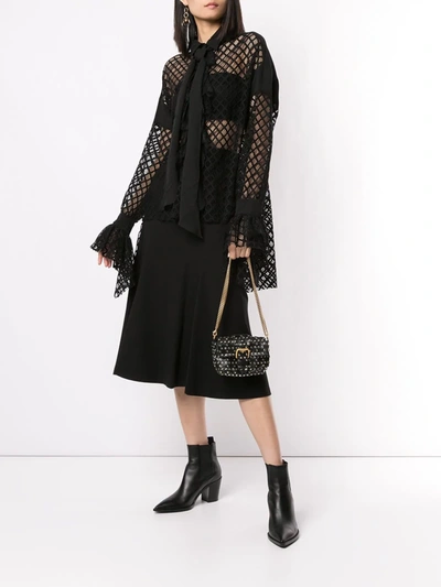 Shop Philosophy Di Lorenzo Serafini High Low Netted Blouse In Black