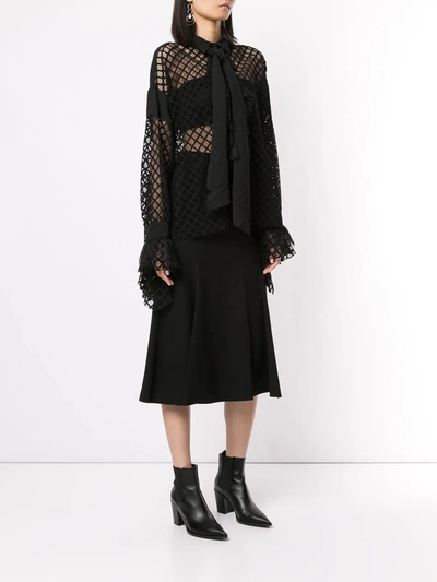 Shop Philosophy Di Lorenzo Serafini High Low Netted Blouse In Black