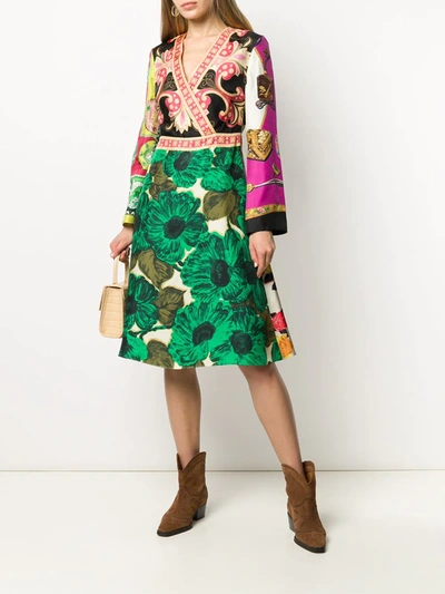 Shop Etro Mixed Print Dress In Pink