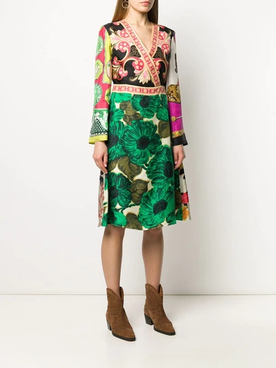 Shop Etro Mixed Print Dress In Pink