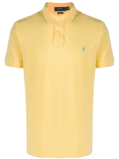 Shop Polo Ralph Lauren Embroidered Logo Polo Shirt In Yellow