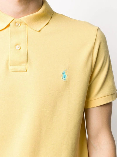 Shop Polo Ralph Lauren Embroidered Logo Polo Shirt In Yellow