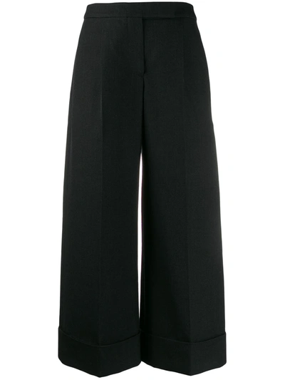 Shop Simone Rocha Cropped Wide-leg Trousers In Black