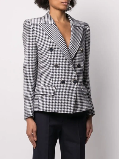 Shop Alexandre Vauthier Double Breasted Houndstooth Blazer In Blue
