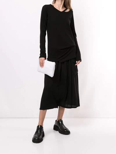Shop Yohji Yamamoto Cut-out Distressed Top In Black