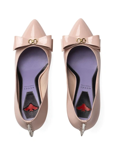 Shop Gucci Patent Leather Pump With Bow In Pink