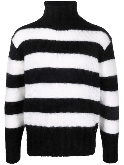 Shop Fendi Striped Roll-neck Jumper In Black