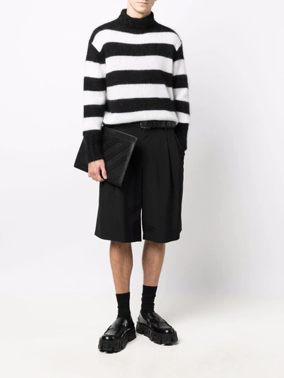 Shop Fendi Striped Roll-neck Jumper In Black