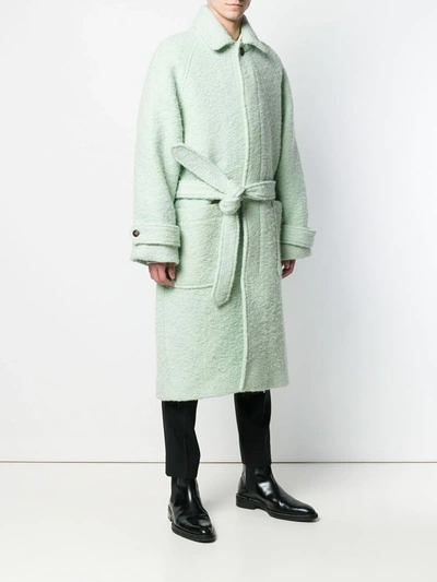 Shop Ami Alexandre Mattiussi Raglan Sleeves Belted Long Coat In Green