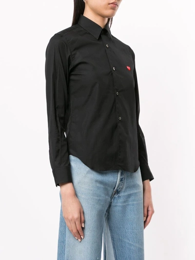 Shop Comme Des Garçons Play Logo Embroidered Plain Shirt In Black