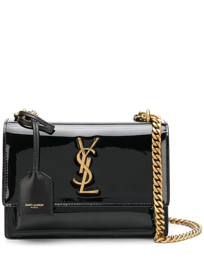 Shop Saint Laurent Sunset Chain Wallet In Black