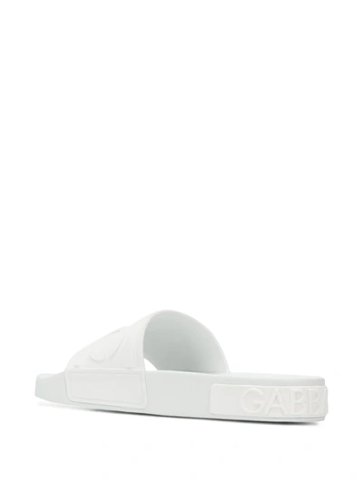 Shop Dolce & Gabbana Logo-embossed Beachwear Slides In White