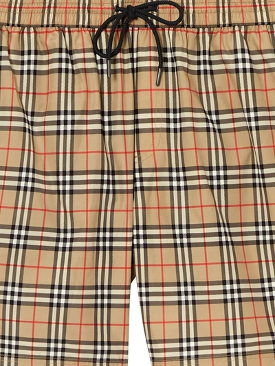 Shop Burberry Vintage Check Print Swim Shorts In Neutrals