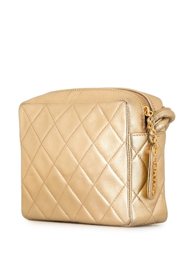 Pre-owned Chanel 1997 Diamond-quilted Crossbody Bag In Gold