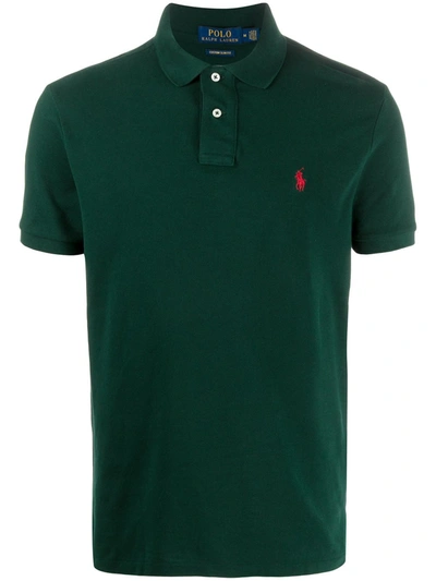 Shop Polo Ralph Lauren Logo-embroidered Piqué Polo Shirt In Green