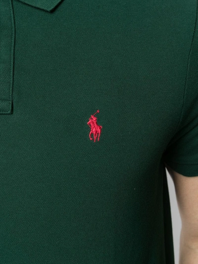 Shop Polo Ralph Lauren Logo-embroidered Piqué Polo Shirt In Green