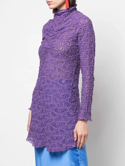Shop Sies Marjan Embroidered Ruched Top In Purple