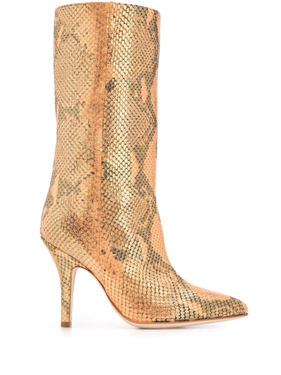 Shop Paris Texas Snakeskin Effect Tall Boots In Orange