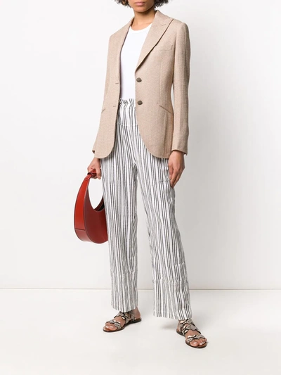 Shop Maurizio Miri Textured Single Breasted Blazer In Neutrals