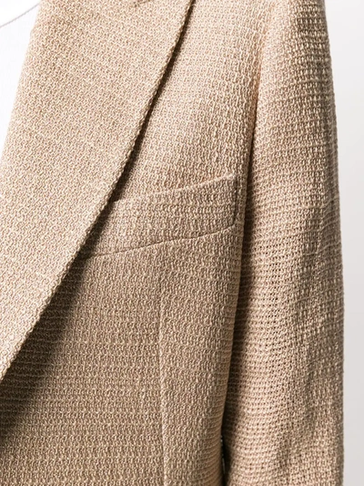Shop Maurizio Miri Textured Single Breasted Blazer In Neutrals