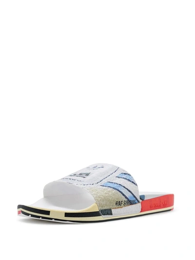 Shop Adidas Originals X Raf Simons Adilette Slides In White