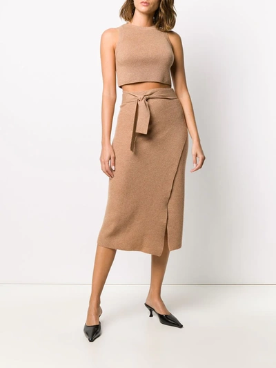 Cashmere In Love Ribbed-knit Cropped Top In Neutrals