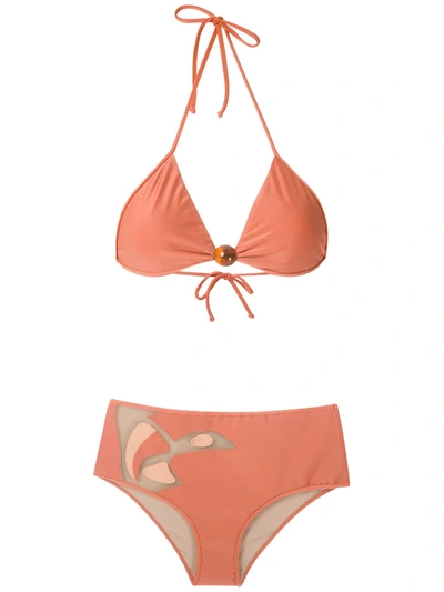 Shop Adriana Degreas X Cult Gaia Panelled Bikini Set In Orange
