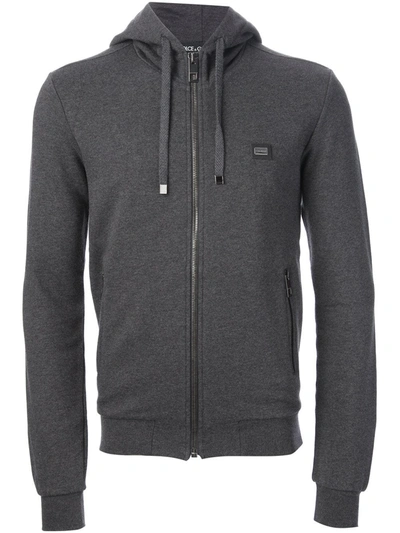 Shop Dolce & Gabbana Drawstring Hoodie In Grey