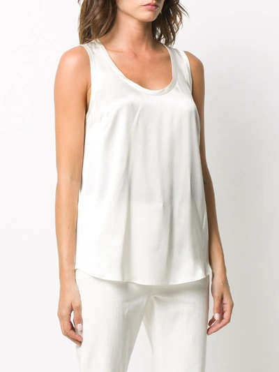 Brunello Cucinelli Scoop Neck Sleeveless Top In White