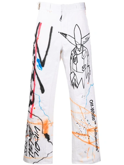 Shop Off-white Futura Alien Print Trousers In White