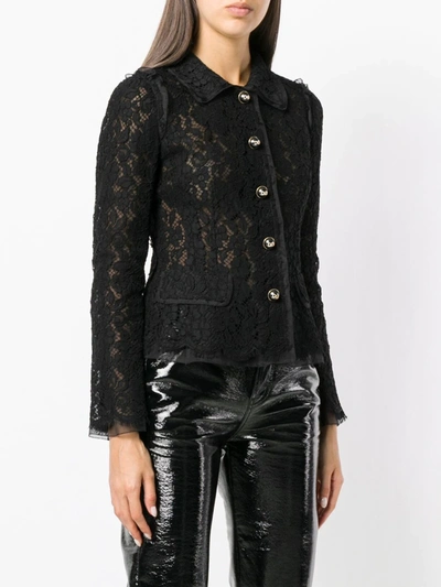 Shop Dolce & Gabbana Lace Embroidered Fitted Jacket In Black