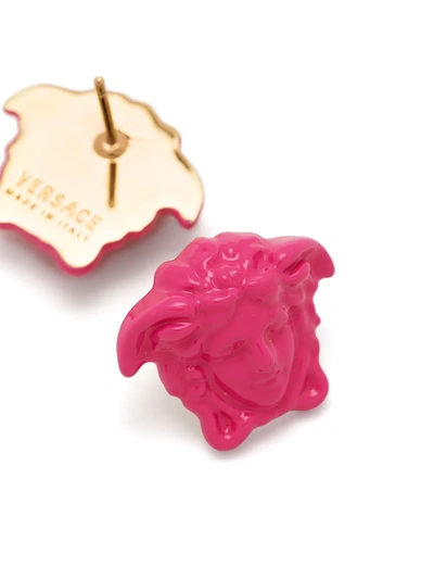 Shop Versace Medusa Stud Earrings In Pink