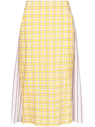 Shop Rosie Assoulin Party In The Back Panelled Midi Skirt In Yellow