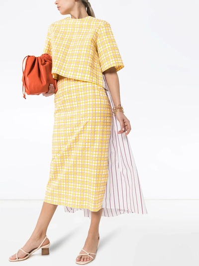 Shop Rosie Assoulin Party In The Back Panelled Midi Skirt In Yellow