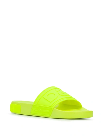 Shop Dolce & Gabbana D&g Logo Sliders In Yellow