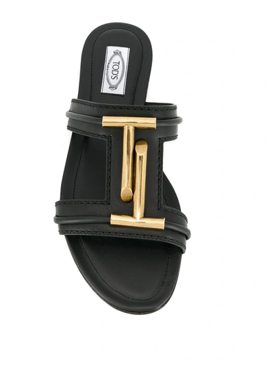 Shop Tod's Double T Sandals In Black