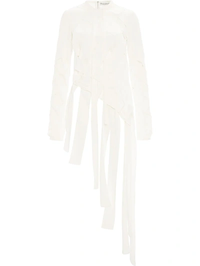 Shop Jw Anderson Basketweave Ribbons Blouse In White