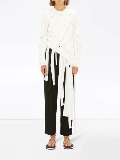 Shop Jw Anderson Basketweave Ribbons Blouse In White