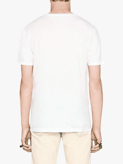 Shop Gucci Logo Print Cotton T-shirt In White