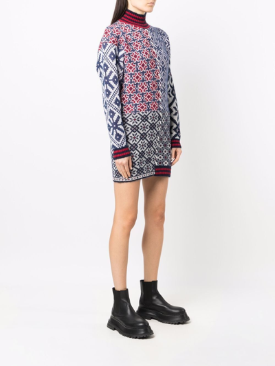 Golden Goose Jacquard Dominika Patchwork Dress In Weiss