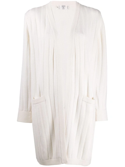 Pre-owned Valentino '1980s Ribbed Cardigan In White