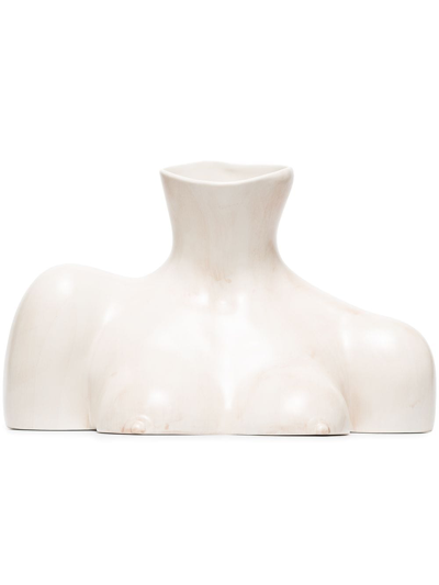 Shop Anissa Kermiche Breast Friend Ceramic Vase In Neutrals